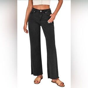 LookbookStore High Waisted Wide Leg Jeans Washed Black Size Large (Fits 10–12)